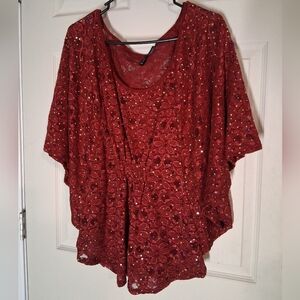 Elegant Red Lace Women Top